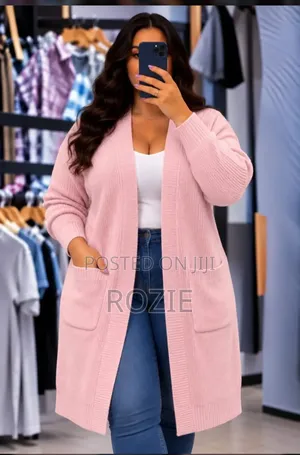 Women’s Long Pink Cardigan – Warm & Stylish Sweater,soft Knitted