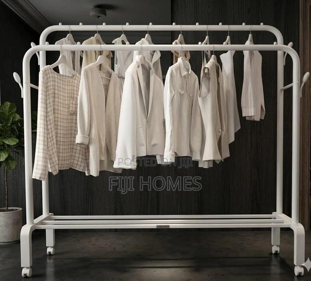 Double-Pole Clothes & Garment Rack | White & Black - thumbnail 2