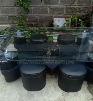 Vintage Black Modern Puff Glass Coffee Table Set 6fd
