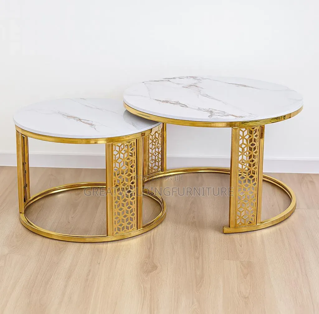 Elegant White Nesting Coffee Table Set of 2 Cx3