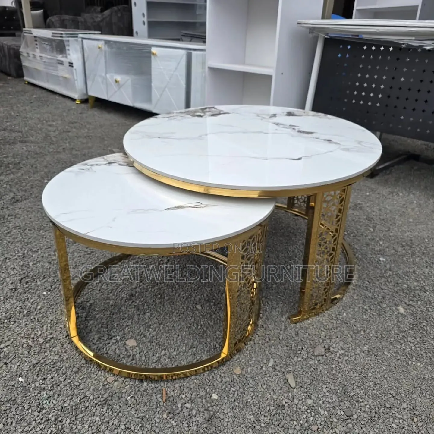 Elegant White Nesting Coffee Table Set of 2 Cx3