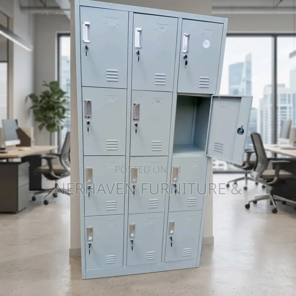 12-Door Metal Locker Cabinet – Secure Office & Staff Storage