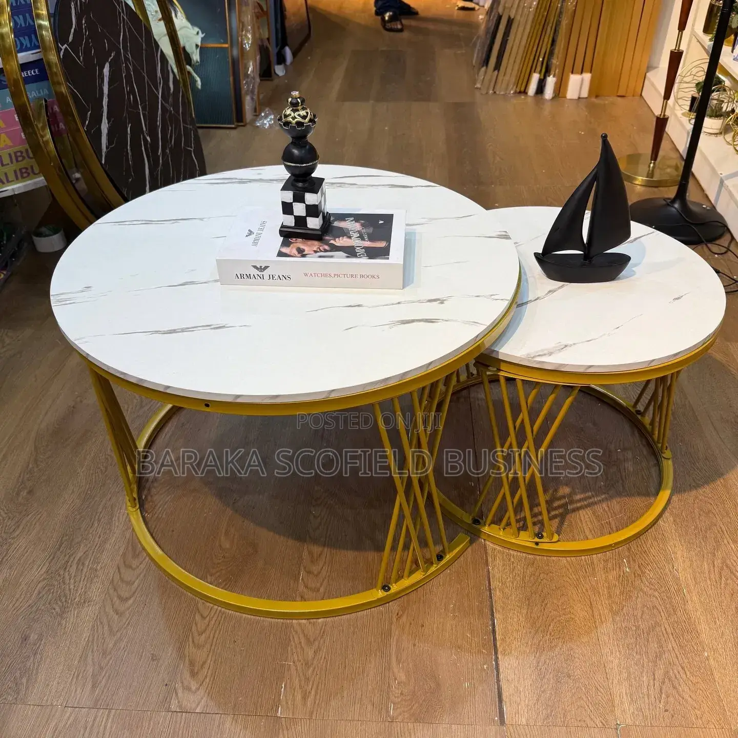 White Modern Luxury 2-in-1 Pure Marble Nesting Tables