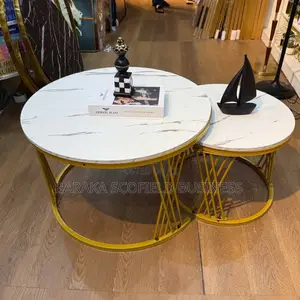 White Modern Luxury 2-in-1 Pure Marble Nesting Tables
