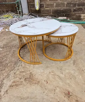 White Modern Luxury 2-in-1 Pure Marble Nesting Tables