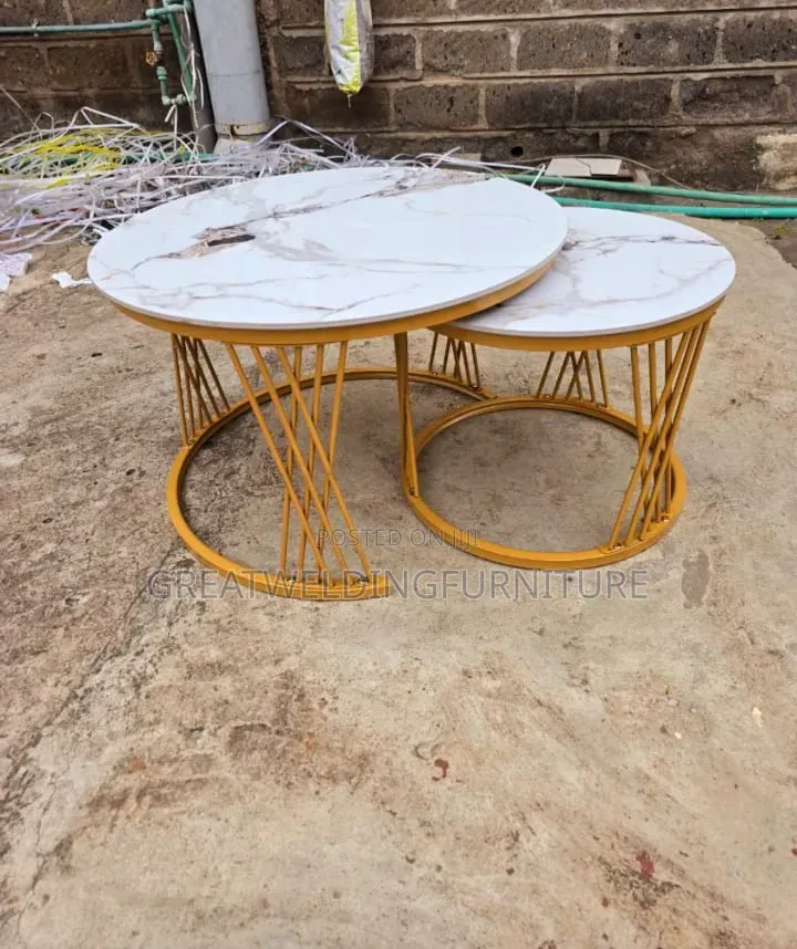 White Modern Luxury 2-in-1 Pure Marble Nesting Tables