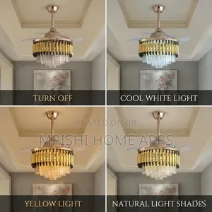 2 in 1 Fan Chandelier Light GD+BK