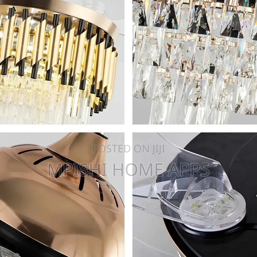 2 in 1 Fan Chandelier Light GD+BK