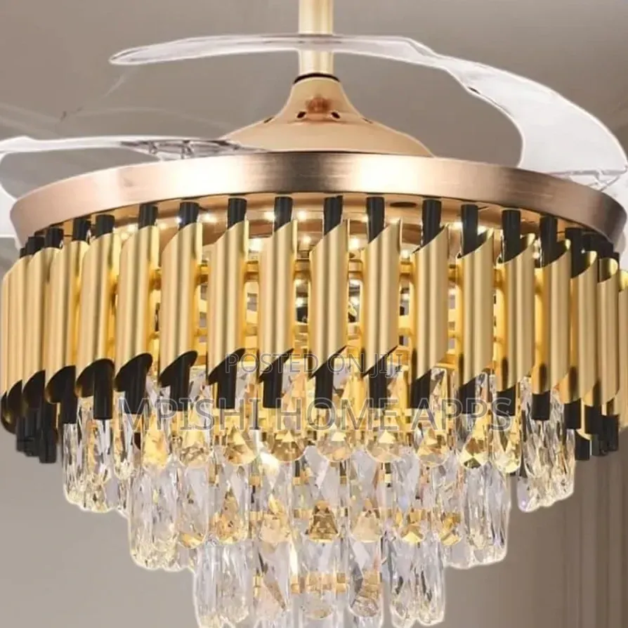 2 in 1 Fan Chandelier Light GD+BK