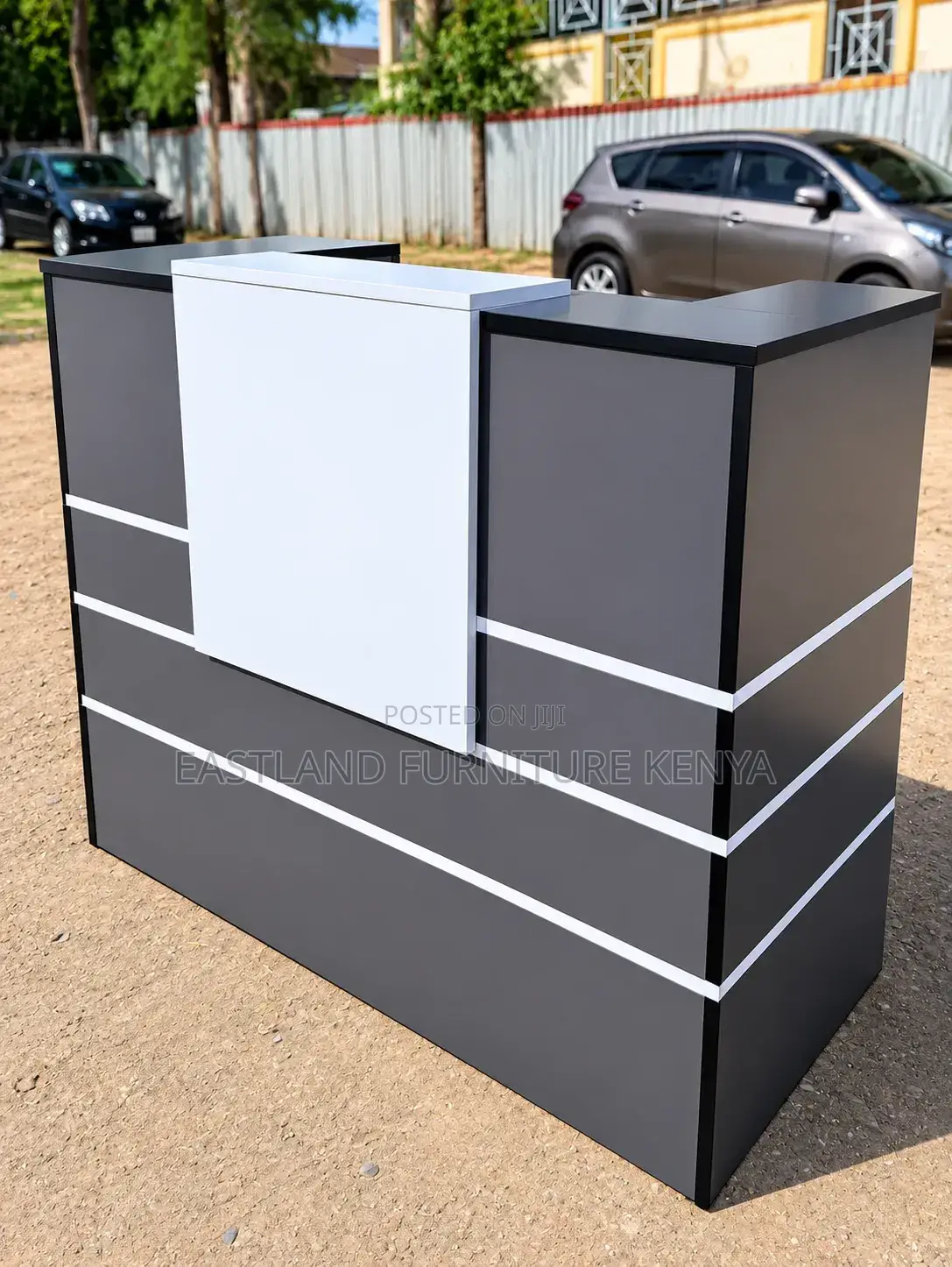 Modern Black & White Reception Counter Desk