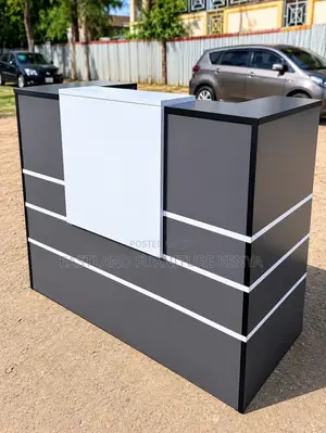 Modern Black & White Reception Counter Desk