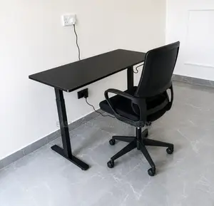 Modern Black Office Desk With Ergonomic Mesh Chair