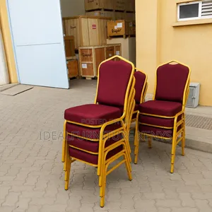 Elegant Gold-Frame Burgundy Banquet & Conference Chair
