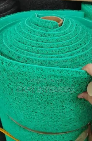Green and Grey Spaghetti PVC Antislip Bathroom Mats