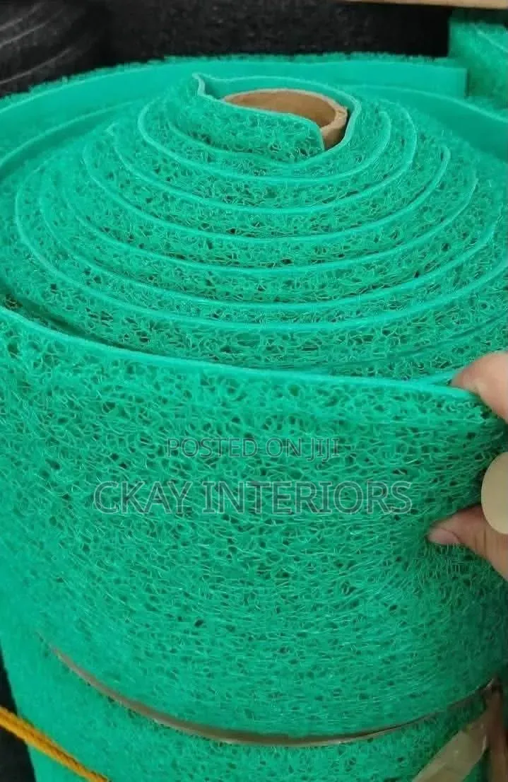 Green and Grey Spaghetti PVC Antislip Bathroom Mats