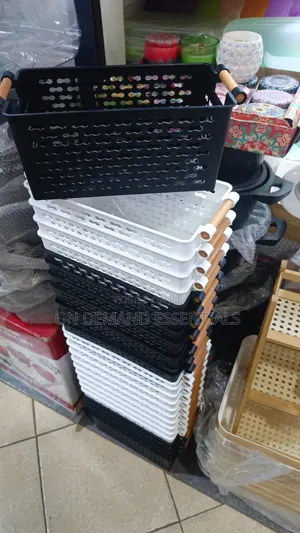Plastic Black and White Storage Baskets