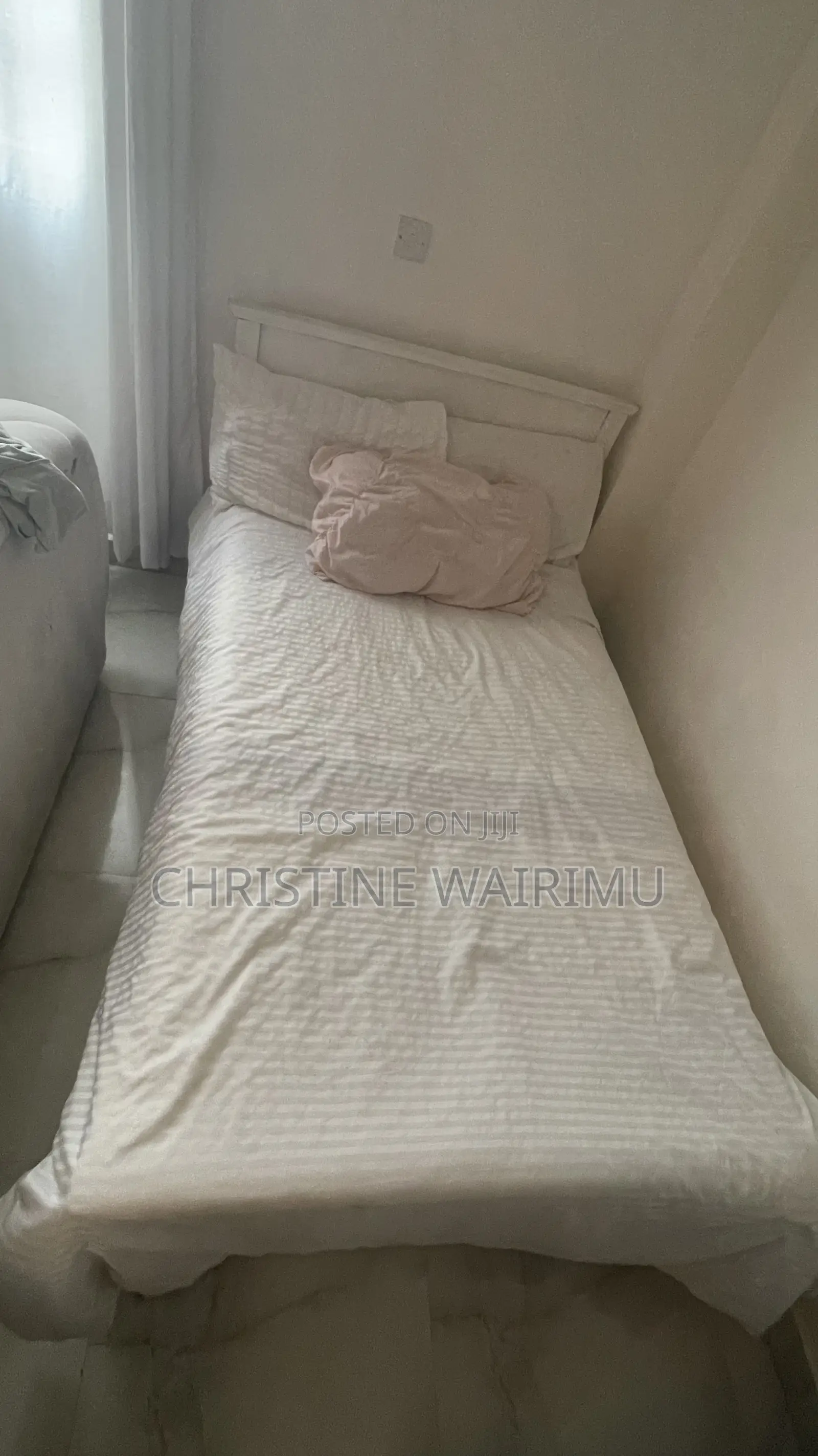 White Bed With Mattress