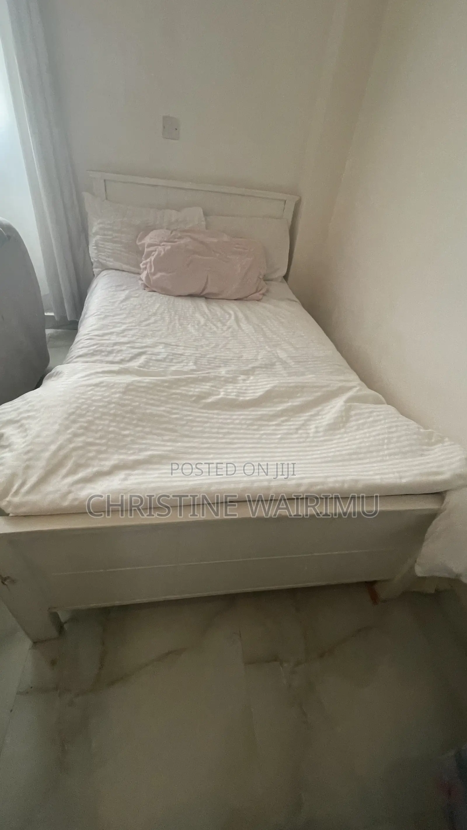 White Bed With Mattress