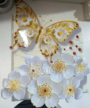 3D Embossed Butterfly & Flower Wall Wallpaper Wall Panels - Hk