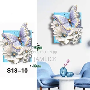 3D Embossed Butterfly & Flower Wall Wallpaper Wall Panels - Hk