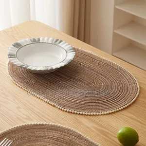 1pc Decorative Home Hotel Oval Braided Placemats