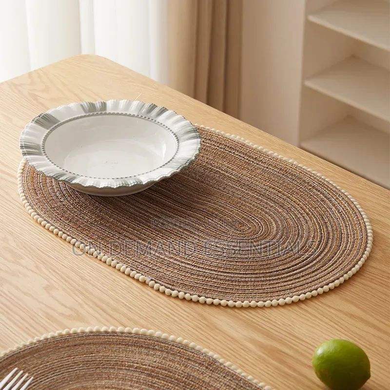 1pc Decorative Home Hotel Oval Braided Placemats