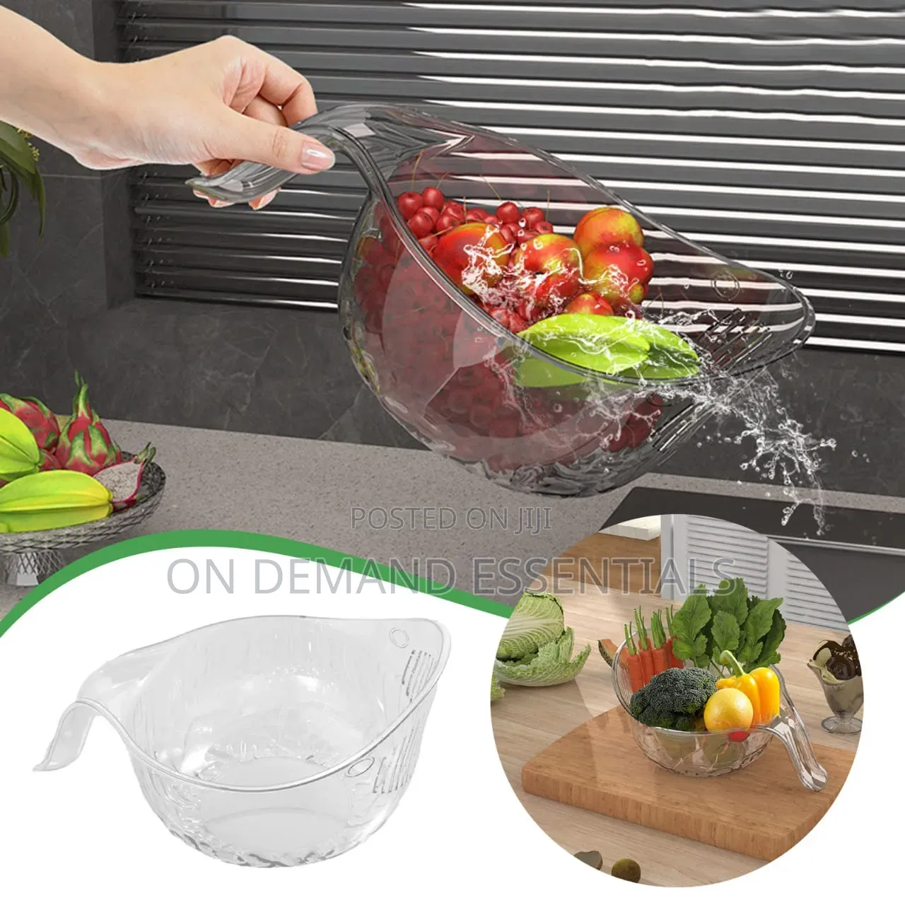 *Acrylic Multi Functional Drain New Fruit Cleaning Bowl