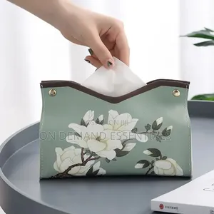 Tissue Box Organizer PU Leather Home Living Room Desktop Drawer