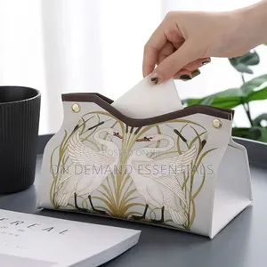 Tissue Box Organizer PU Leather Home Living Room Desktop Drawer