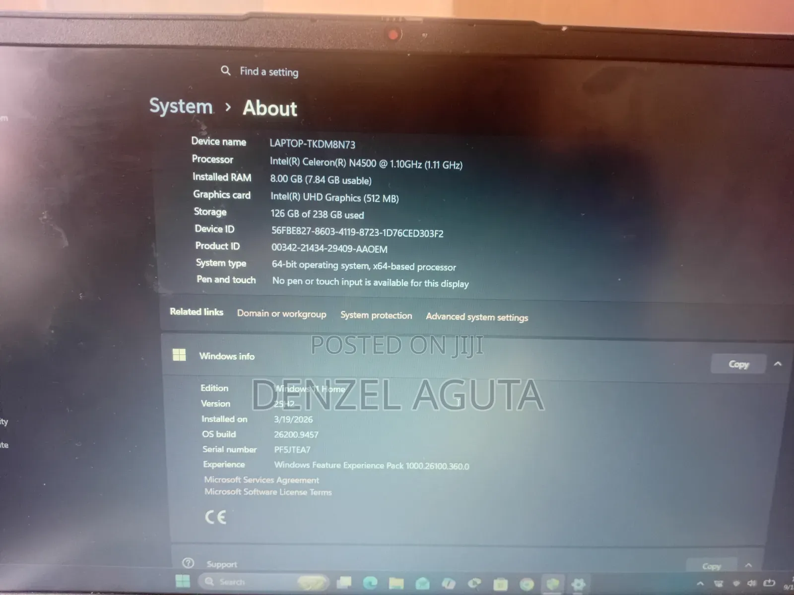Laptop Lenovo Ideapad 3 8GB Intel Celeron SSD 256GB