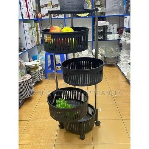 5 Tier Round Fruit Rack With Wheels