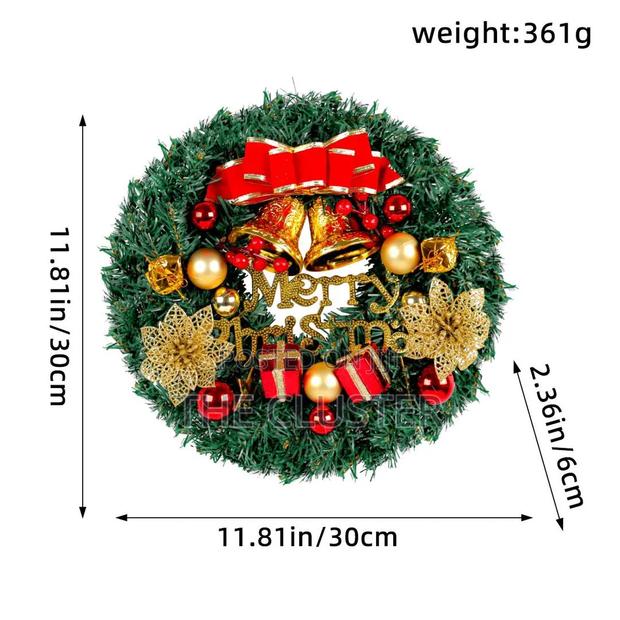 30cm Christmas Wreath With Lights - thumbnail 2