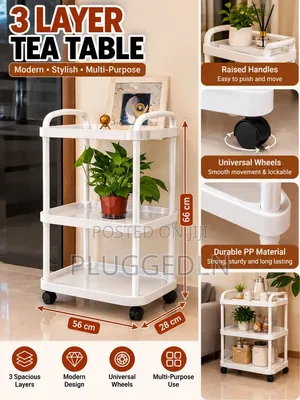 Rotating Storage Utility Cart With Wheels and Multi-Layer