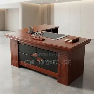 Office Desk; 1600MM Executive Mahogany Ceo L Extended Desk