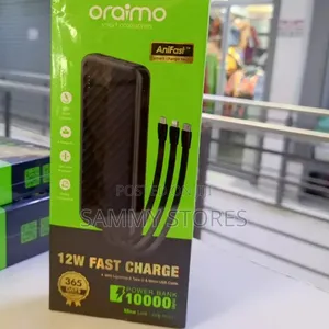 Oraimo 10000mah Slim Power Bank With Built-In, Lightning Fast Charge