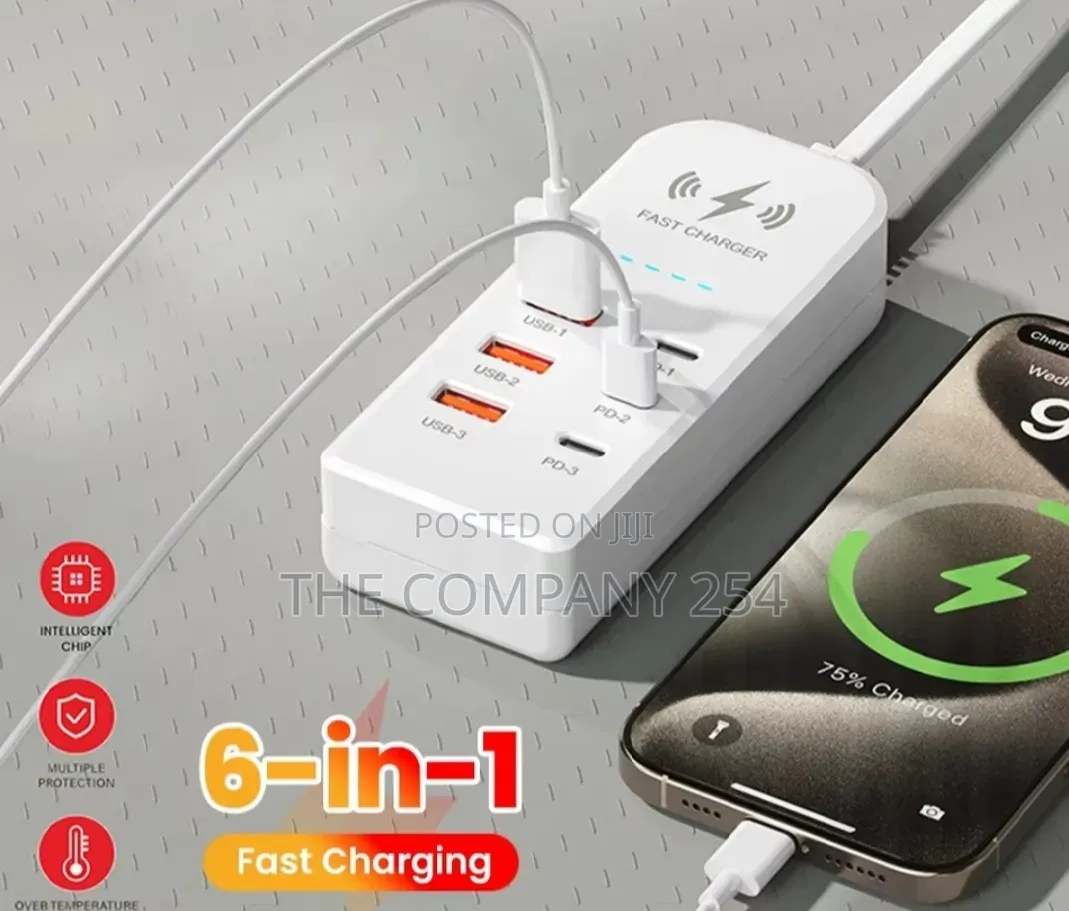 6in1 USB Charger PD Type C Fast Charging Wall Charger