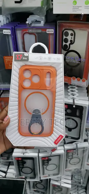 Orange Xundd Magnetic Ring Stand Case for the iPhone 17 Pro a 360°