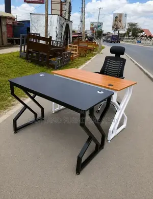 Modern Executive Office Desk With Ergonomic Mesh Chair