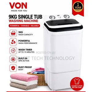 VON 9KG Single Tub Washing Machine – Semi Automatic Top Load Washe