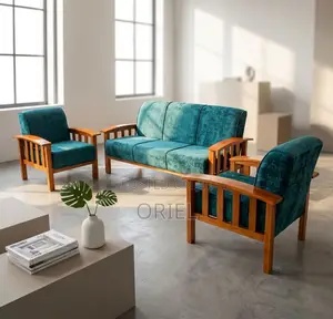 Office Sofa : Green Open Office Sofa - 5-Seater