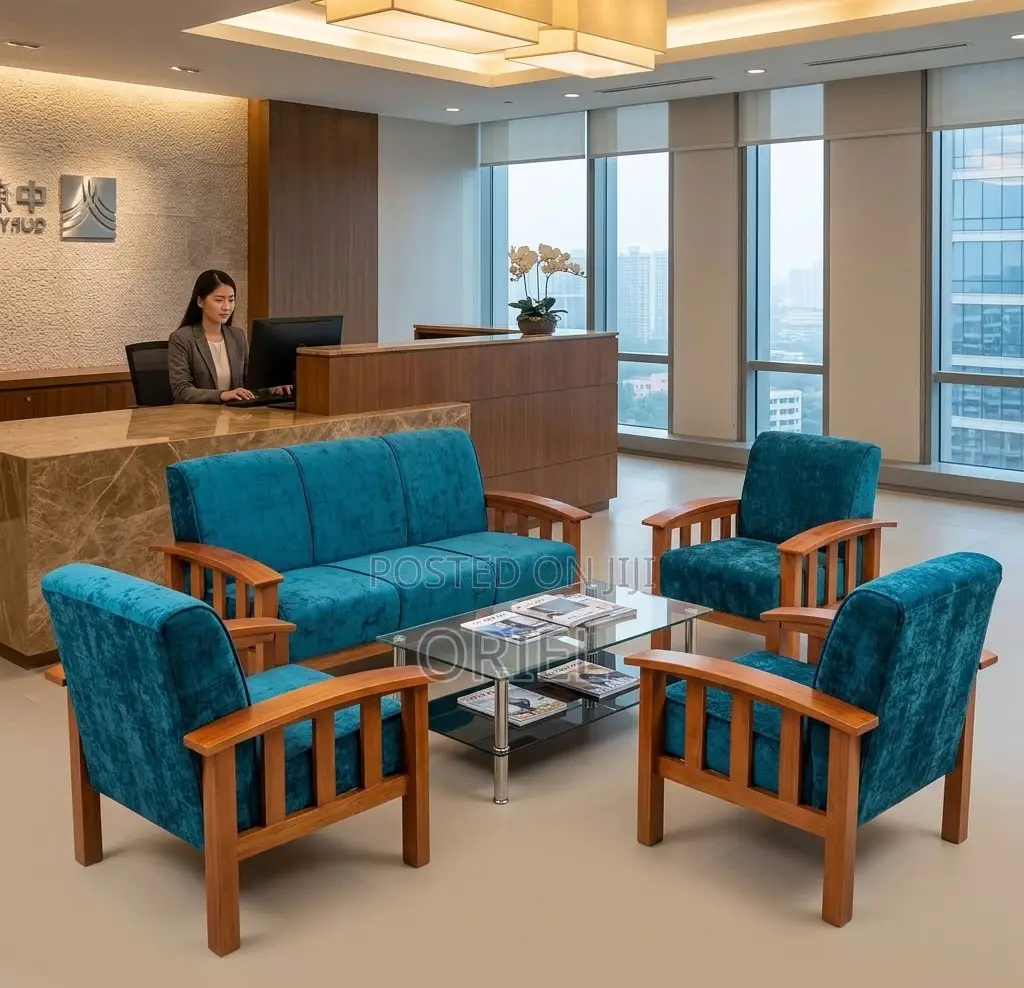 Office Sofa : Green Open Office Sofa - 5-Seater