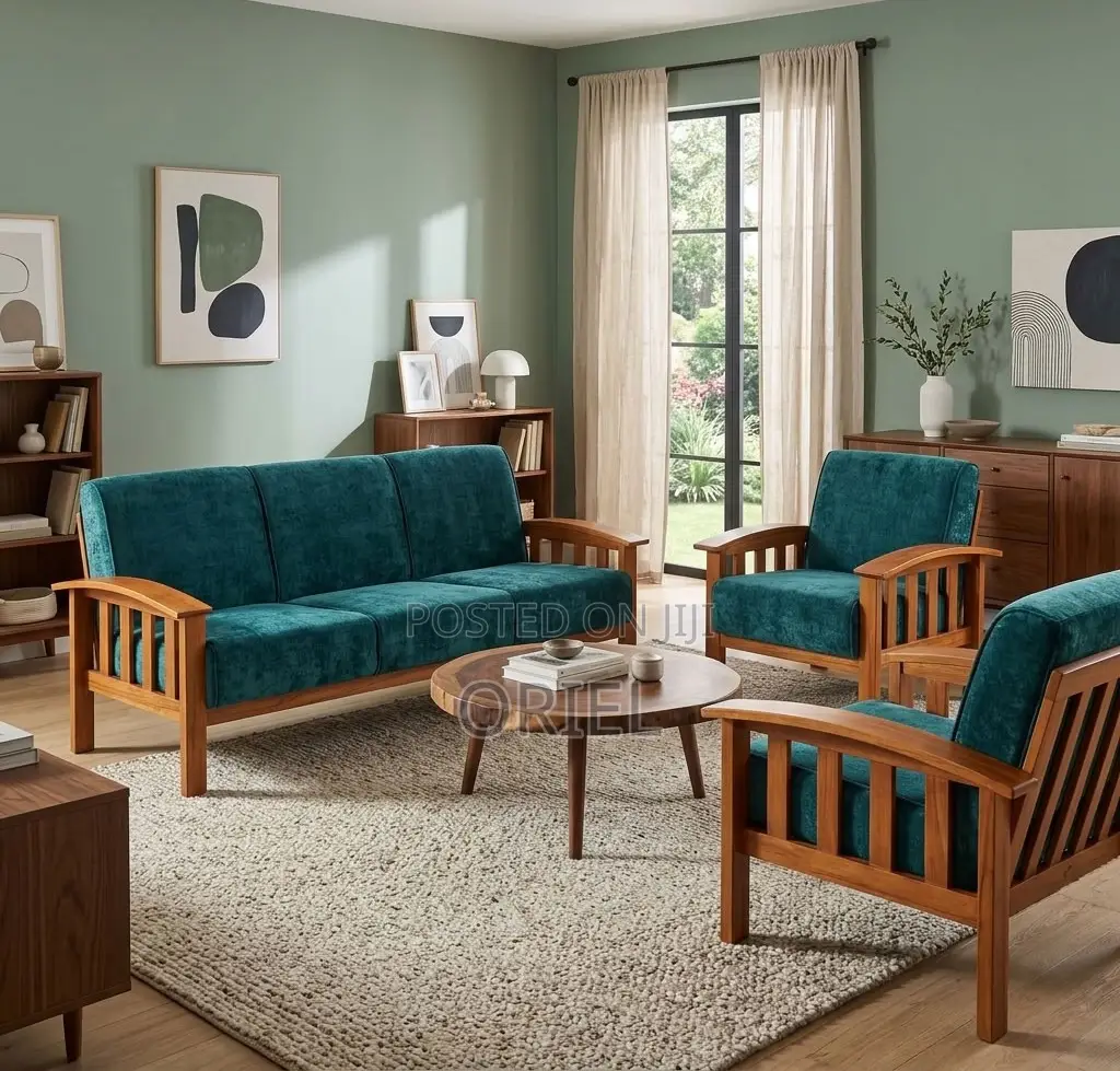 Office Sofa : Green Open Office Sofa - 5-Seater
