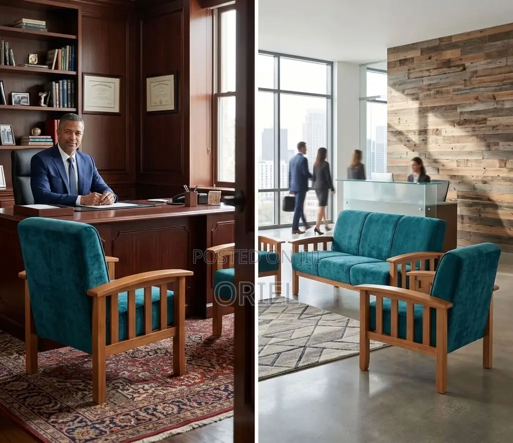 Office Sofa : Green Open Office Sofa - 5-Seater