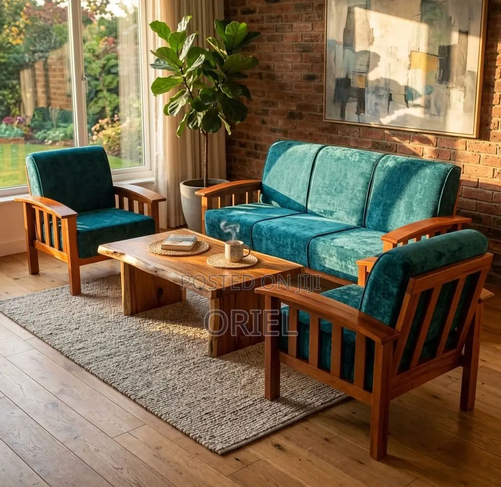 Office Sofa : Green Open Office Sofa - 5-Seater