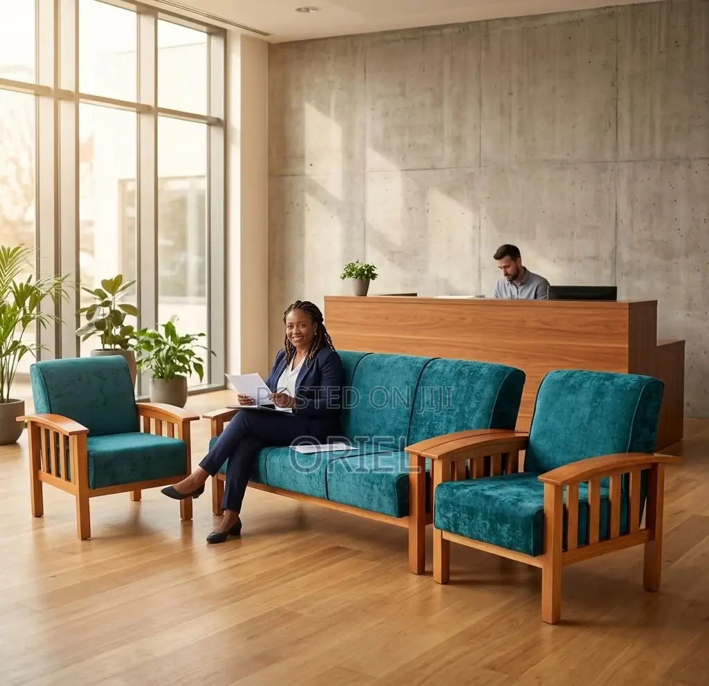 Office Sofa : Green Open Office Sofa - 5-Seater