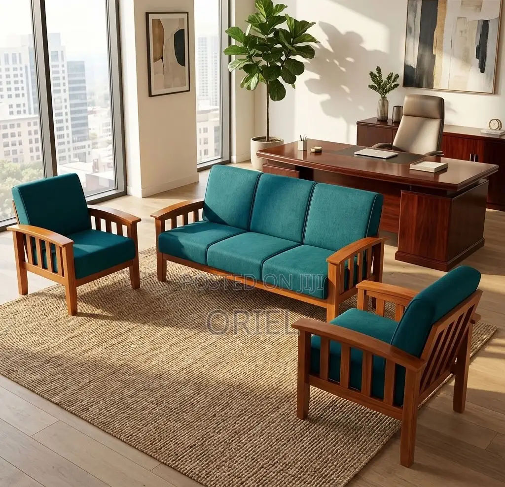 Office Sofa : Green Open Office Sofa - 5-Seater