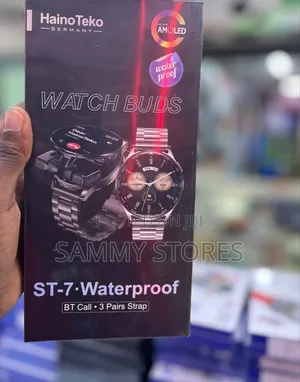 ST-7 Watch Buds Smartwatch – AMOLED Display, Waterproof, 3 Straps