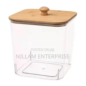Acrylic Multipurpose Powder Tin With Bamboo Lid
