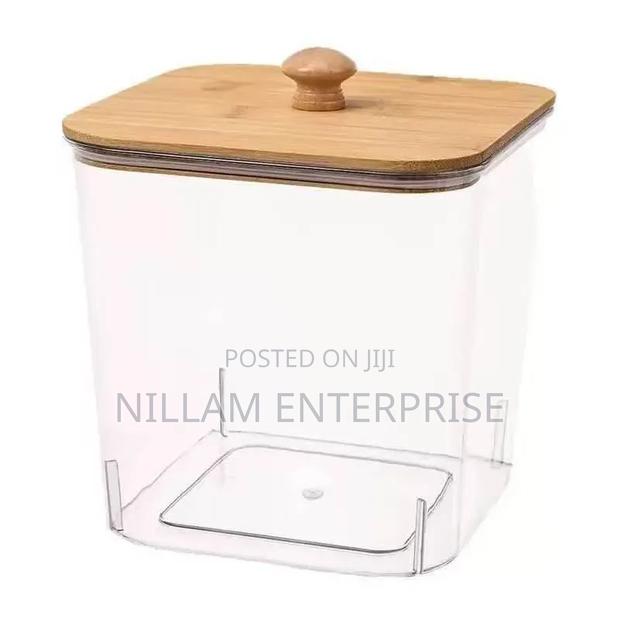 Acrylic Multipurpose Powder Tin With Bamboo Lid - thumbnail 3