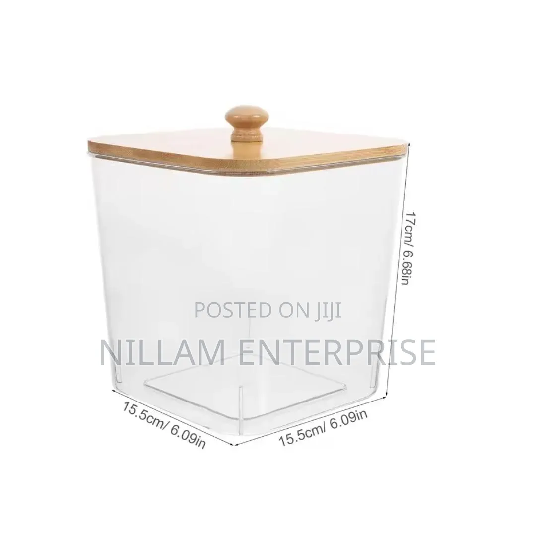 Acrylic Multipurpose Powder Tin With Bamboo Lid
